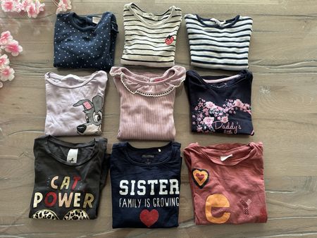 9 Mädchen Langarmshirts Grösse 98-104⚡️🌸