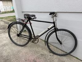 Herrenvelo Vintage schwarz mit Ledersattel gebrauchter Zusta