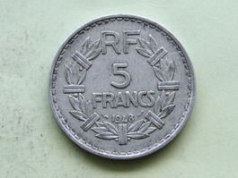 5 Francs France 1948 Lavrillier Aluminium