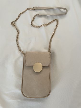 H&M Schultertasche beige Gold Vintage Look neuwertig