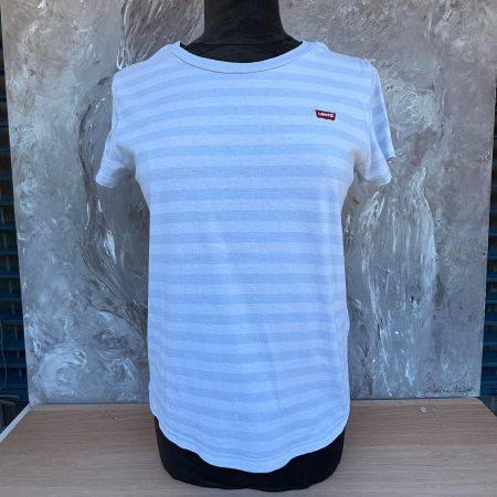 T-Shirt en Coton Rayé Bleu Ciel & Blanc Levi's