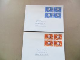 2 Briefe Sondemarken 4erBlocks UIT-Kongress 1965, Wattwil