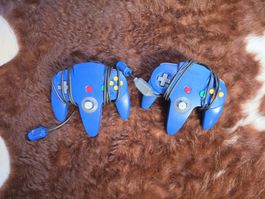 2x Original Nintendo 64 N64 Controller Blau