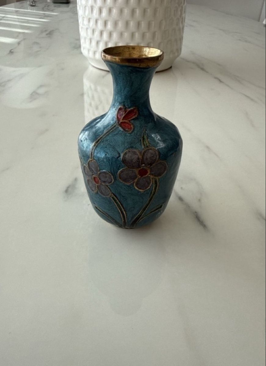 Vasen & Gefässe: Mini Vase Cloisonné Vintage / Emaille Messing Deko – Gebraucht aus Vaux-sur-Morges von GothamCity 1
