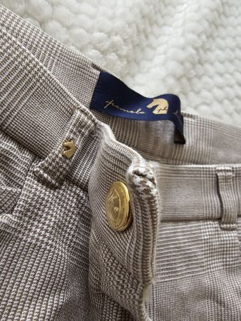 Reithose Pamela Henson kariert beige Grösse 40 neuwertig
