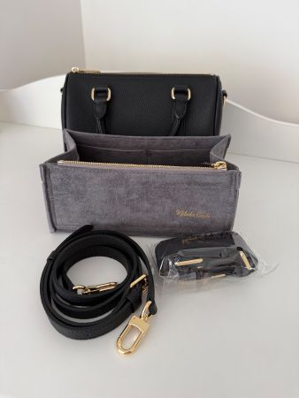 MINI BOSTON BAG in Black Calfskin Grained Leather