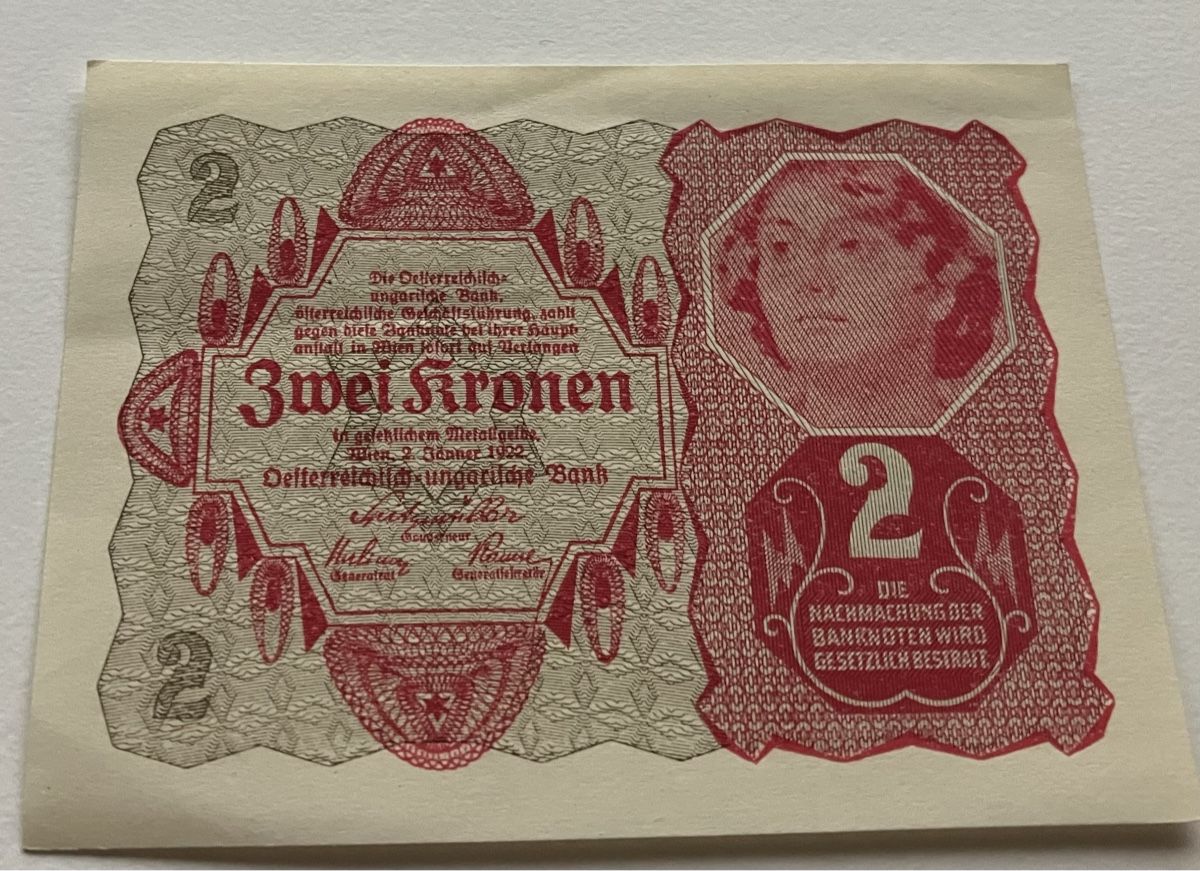 Banconote: Österreich 2 Kronen 1922 – Usato da Algetshausen venduto da Carrhard