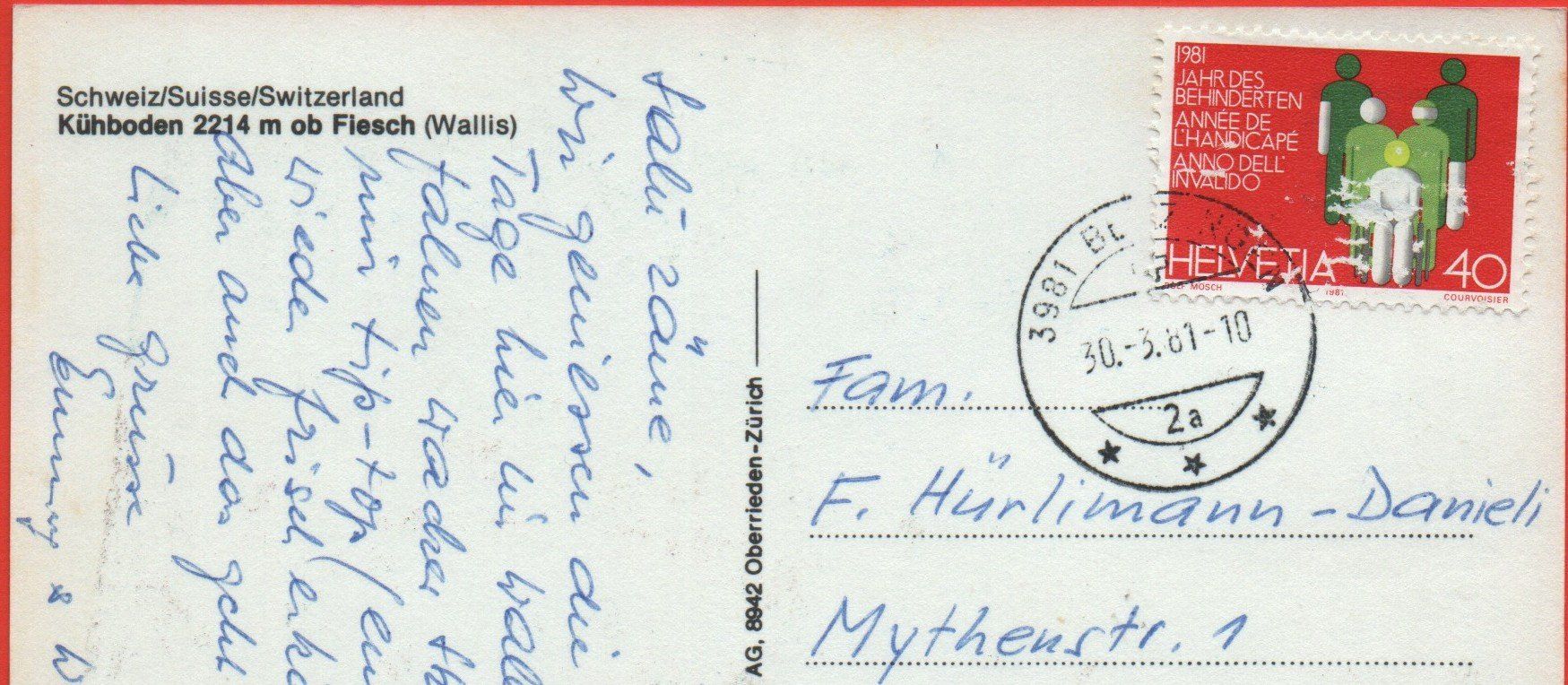 Cartoline postali: FIESCH Kühboden - Skilift – Usato da Jona venduto da philajona 1