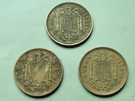 3x 1 Peseta 1966 (*68, 71, 73) Spanien