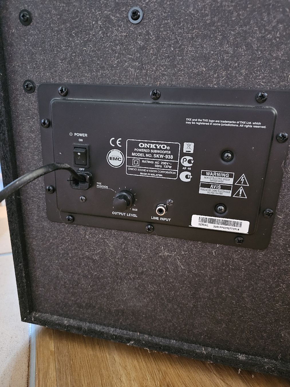 Onkyo Home Cinema: Onkyo Subwoofer SKW-938 THX – Usato da Neuhausen venduto da alcopops91 2