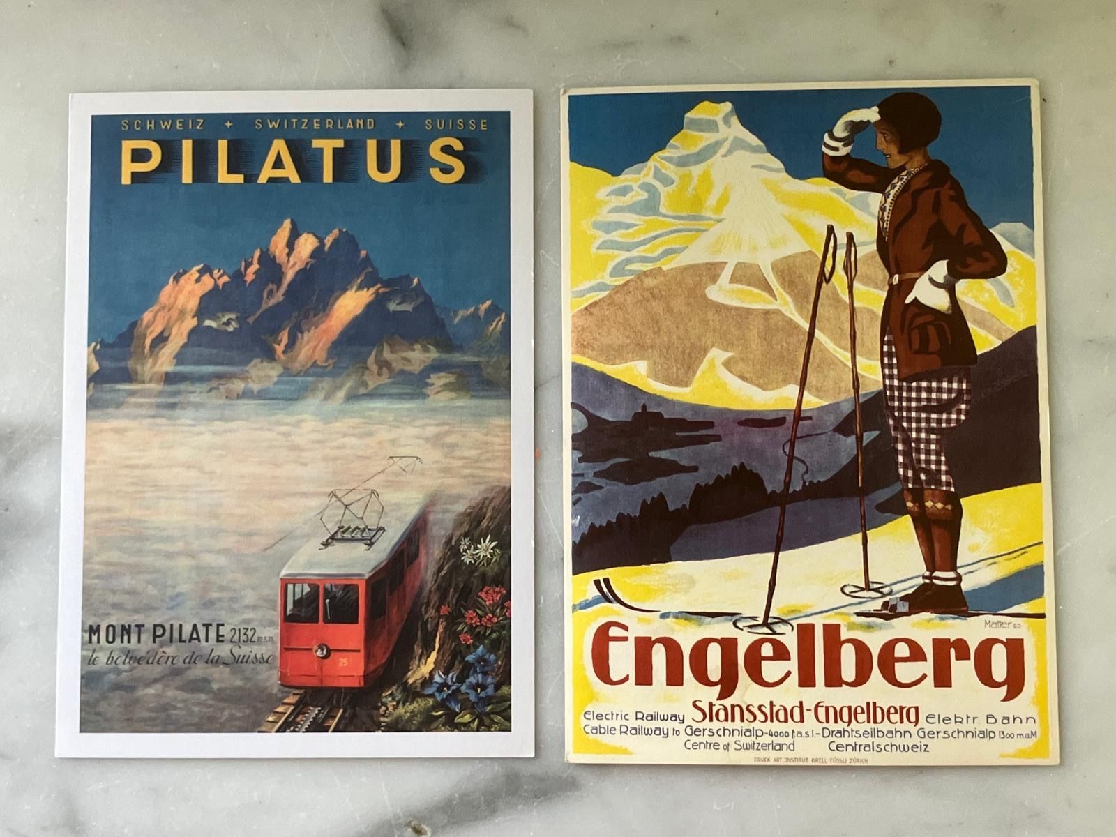 Cartoline postali: 2 AKs Engelberg, Pilatus, Herbert Matter, Otto Betschmann – Usato da Regensdorf venduto da 7ws8