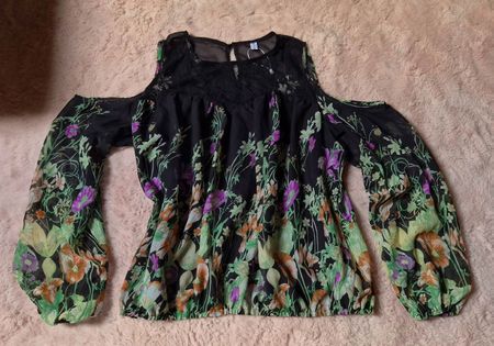 Damen Bluse Schulterfrei floral Grösse XL