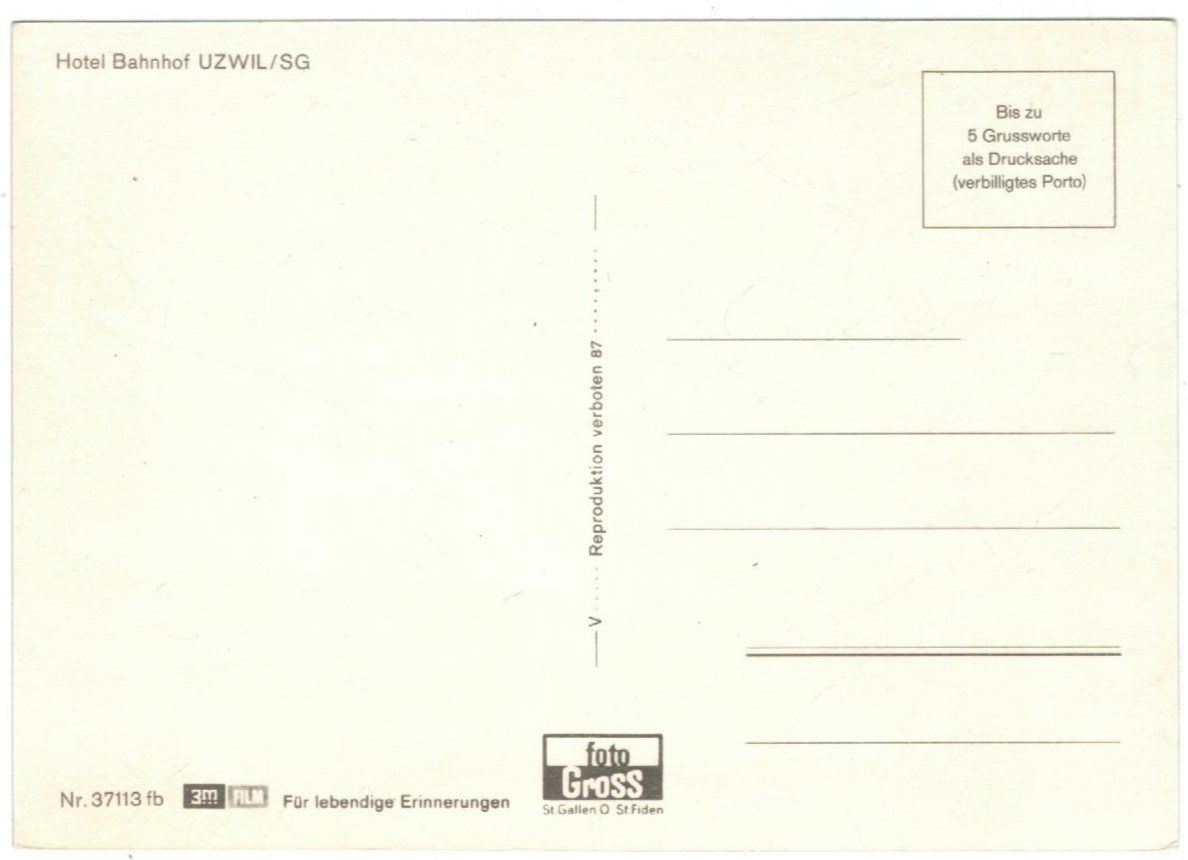 Cartoline postali: AK Hotel Bahnhof Uzwil – Usato da Zürich venduto da Tolima194 1