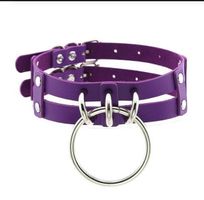 NEUES Halsband lila - silber mit dem Ring der O - 220418