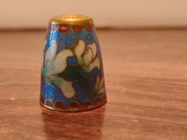 Cloisonné Fingerhut Messing Emaille