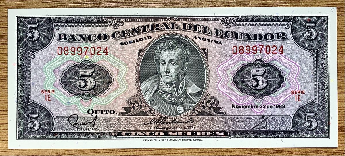 Banknoten: 5 Sucres Ecuador 1988!!! UNC!!! – Neu (gemäss Beschreibung) aus Oberentfelden von NunoLouro