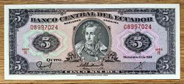 5 Sucres Ecuador 1988!!! UNC!!!