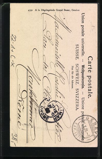 Cartoline postali: AK Genève, Synagoge, 1906 – Usato da Berlin venduto da bartko-reher 1