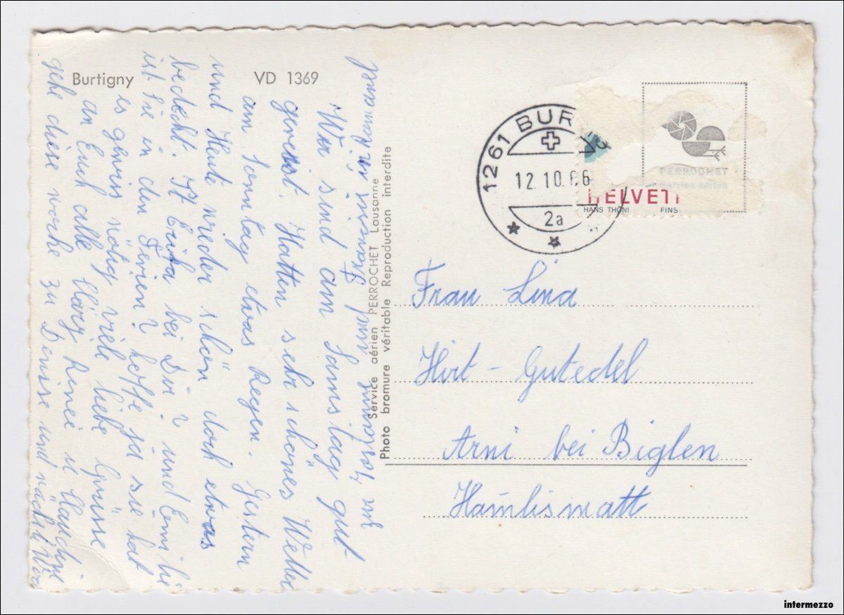 Cartoline postali: Burtigny VD // Village 1966 – Usato da Basel venduto da intermezzo12 1