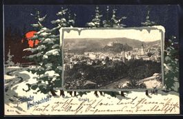 Grusskarten-AK Greiz, Teilansicht des Or