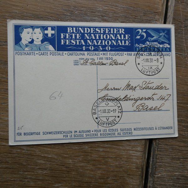 Tutti i francobolli: 4 Bundesfeierkarten mit FLUGPOST  / siehe 9 Bilder – Usato da Egliswil venduto da Trens01 4
