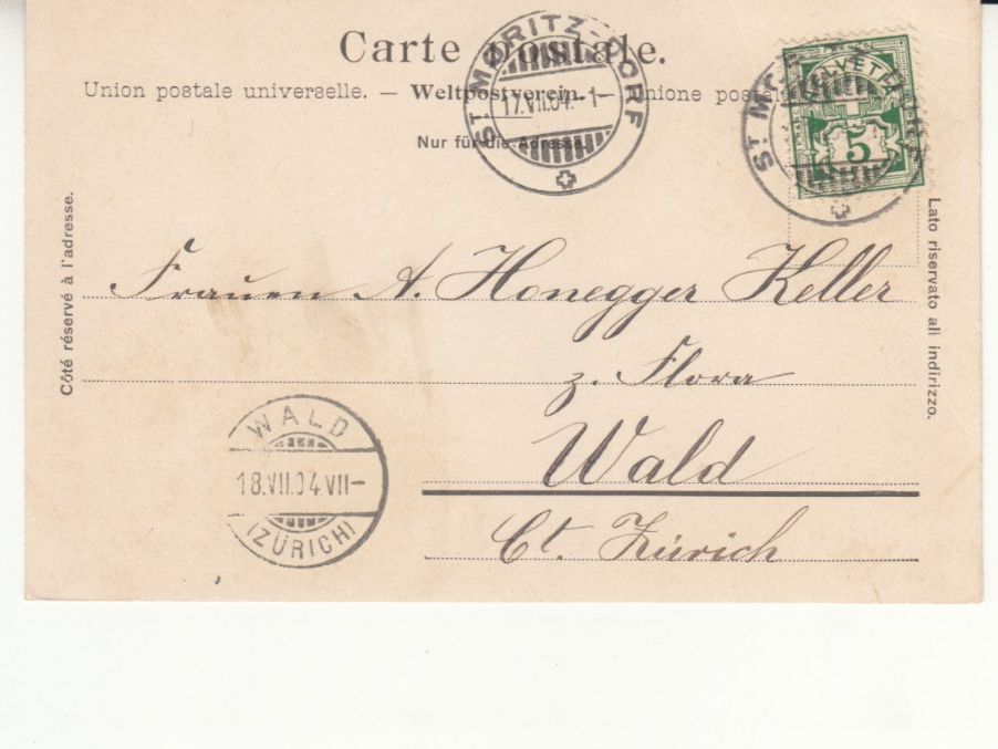 Cartoline postali: St. Moritz Dorf und Bad 1904 – Usato da Bürglen TG venduto da StampGraf 1