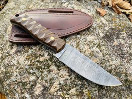Damast Messer feststehend HANDMADE 21cm ODERMATT No. 84 NEU