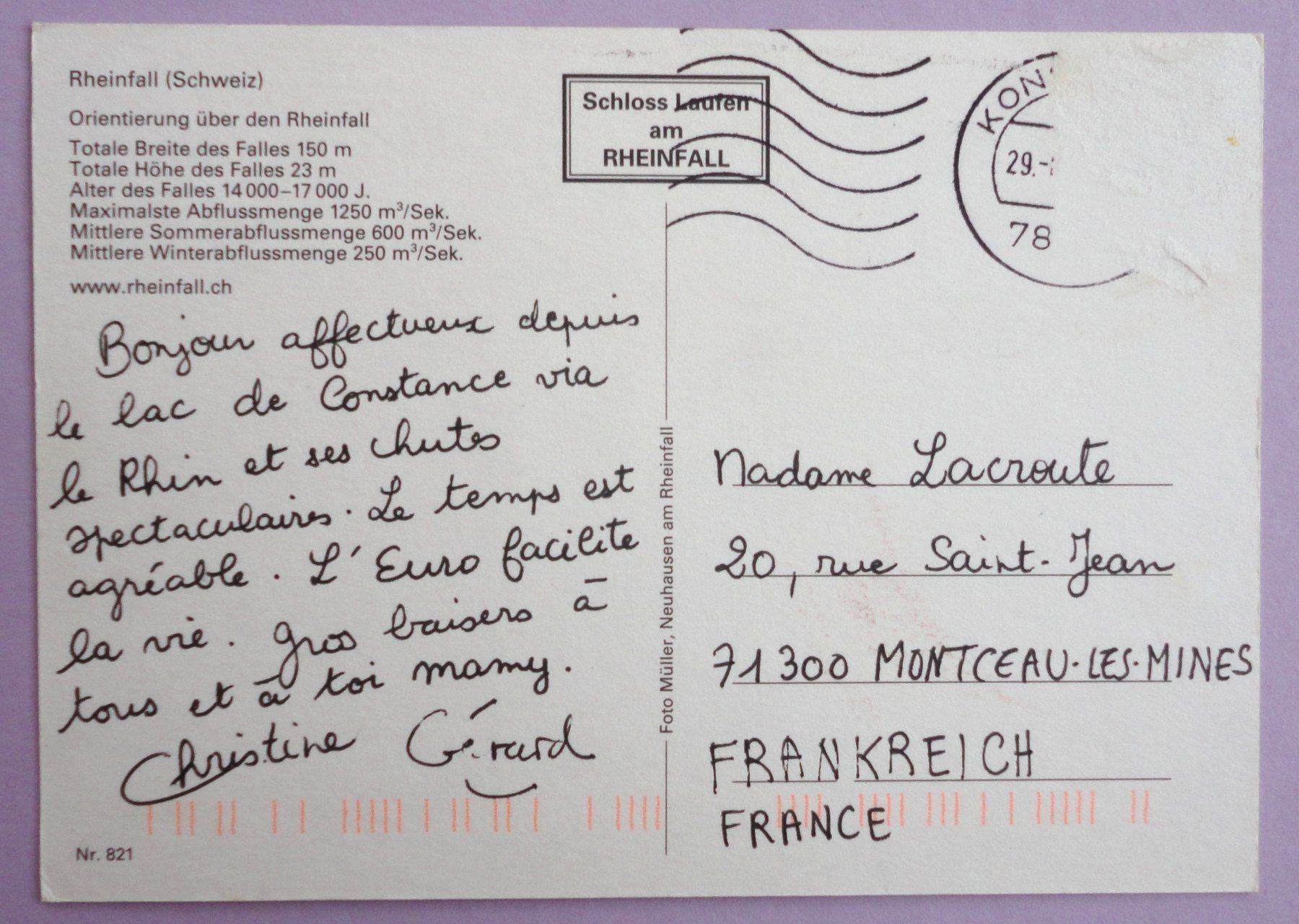 Cartoline postali: Rheinfall – Difettoso da Fétigny venduto da Billy2miny 1