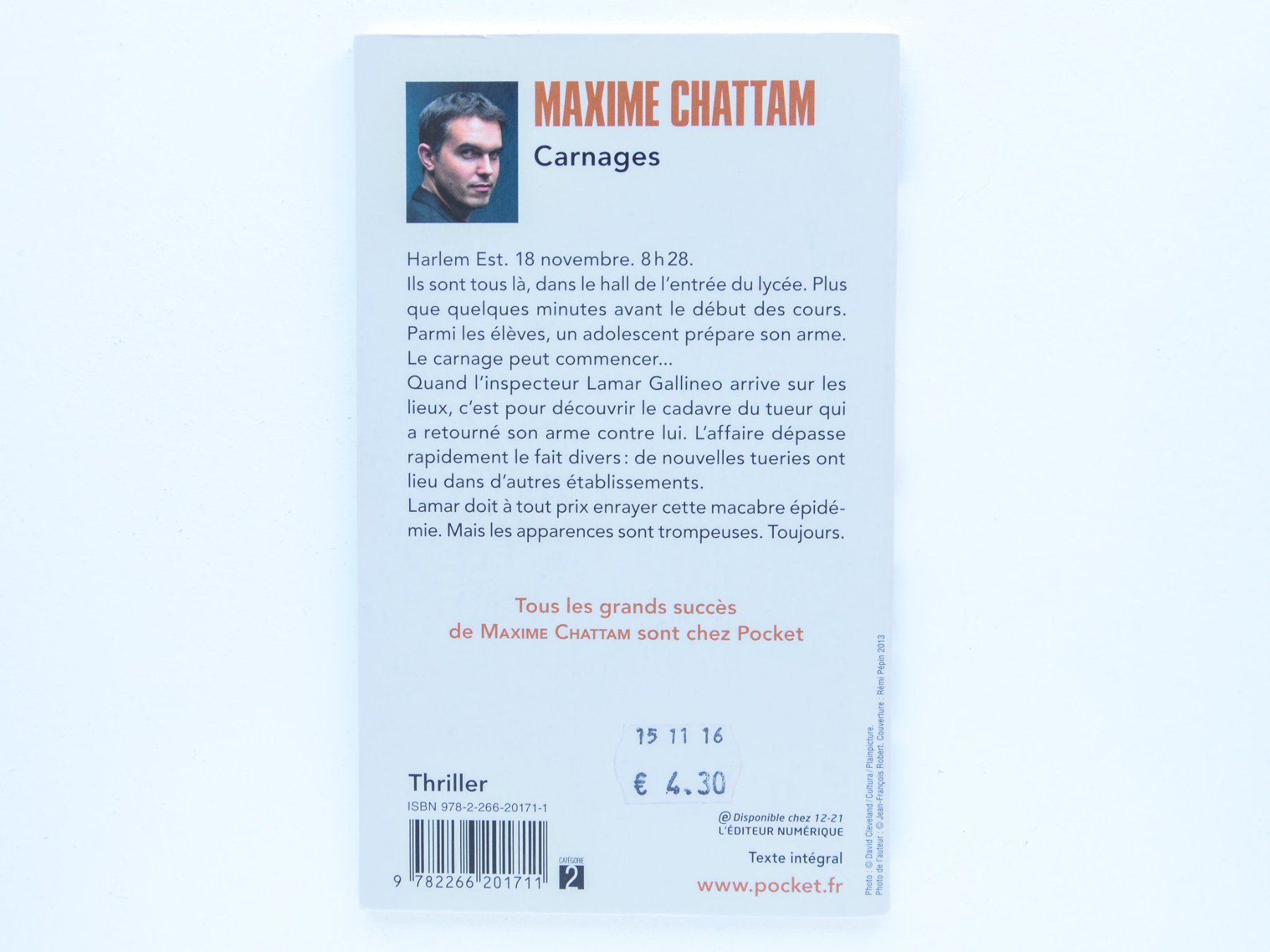 Livres: Maxime Chattam - Carnages – D'occasion à Belmont-sur-Yverdon par bichet02 1