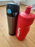 Thermos bottle stainless steel and HILTI red bottle