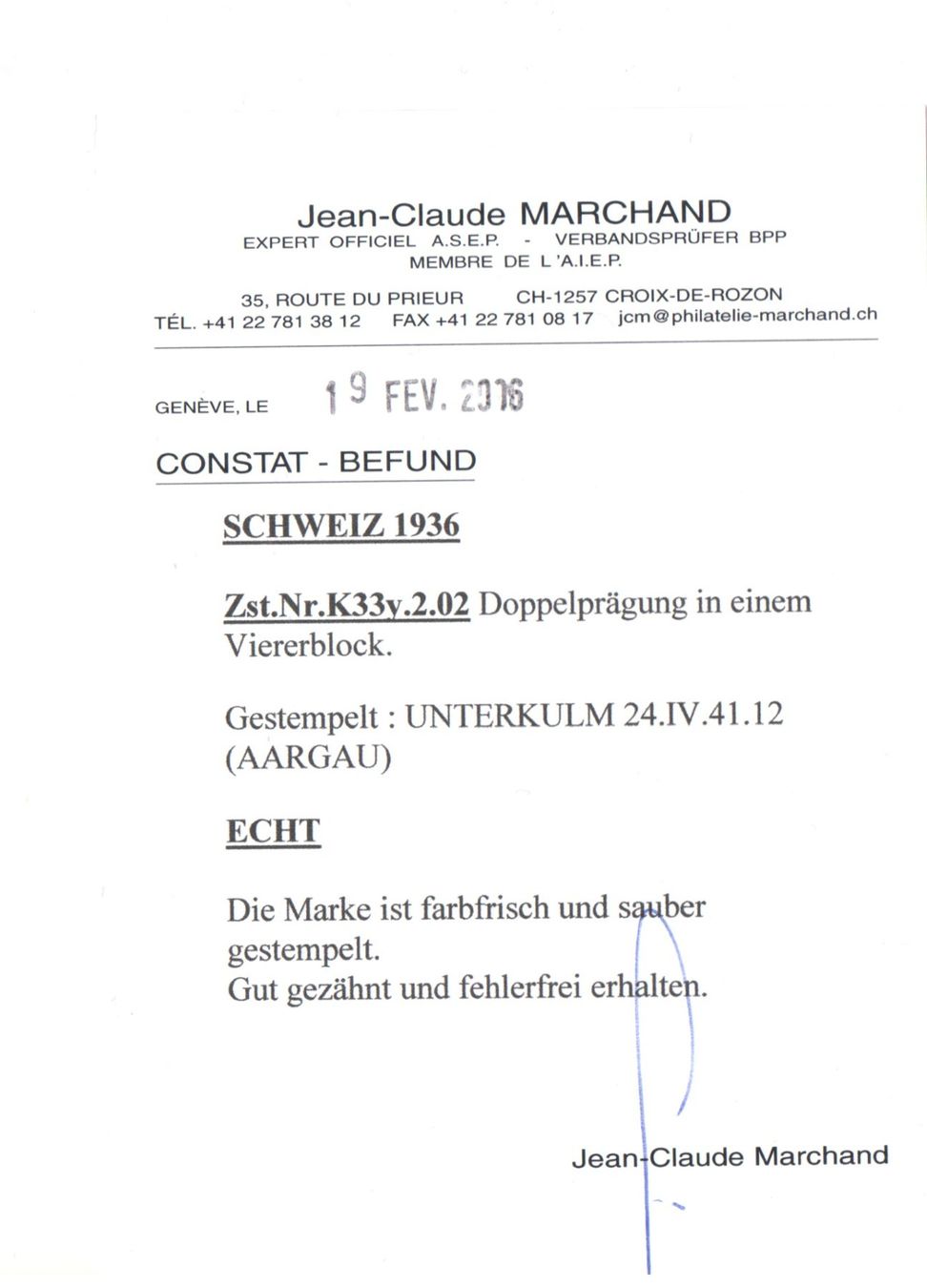 Alle Briefmarken: Abart – Gebraucht aus Echichens von Topfila 1