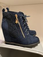 Bottines compensées en daim bleuT37, NEU