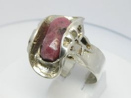 Vintage Designer OLY Ring Silber 835 Rhodonit / Gr. 54