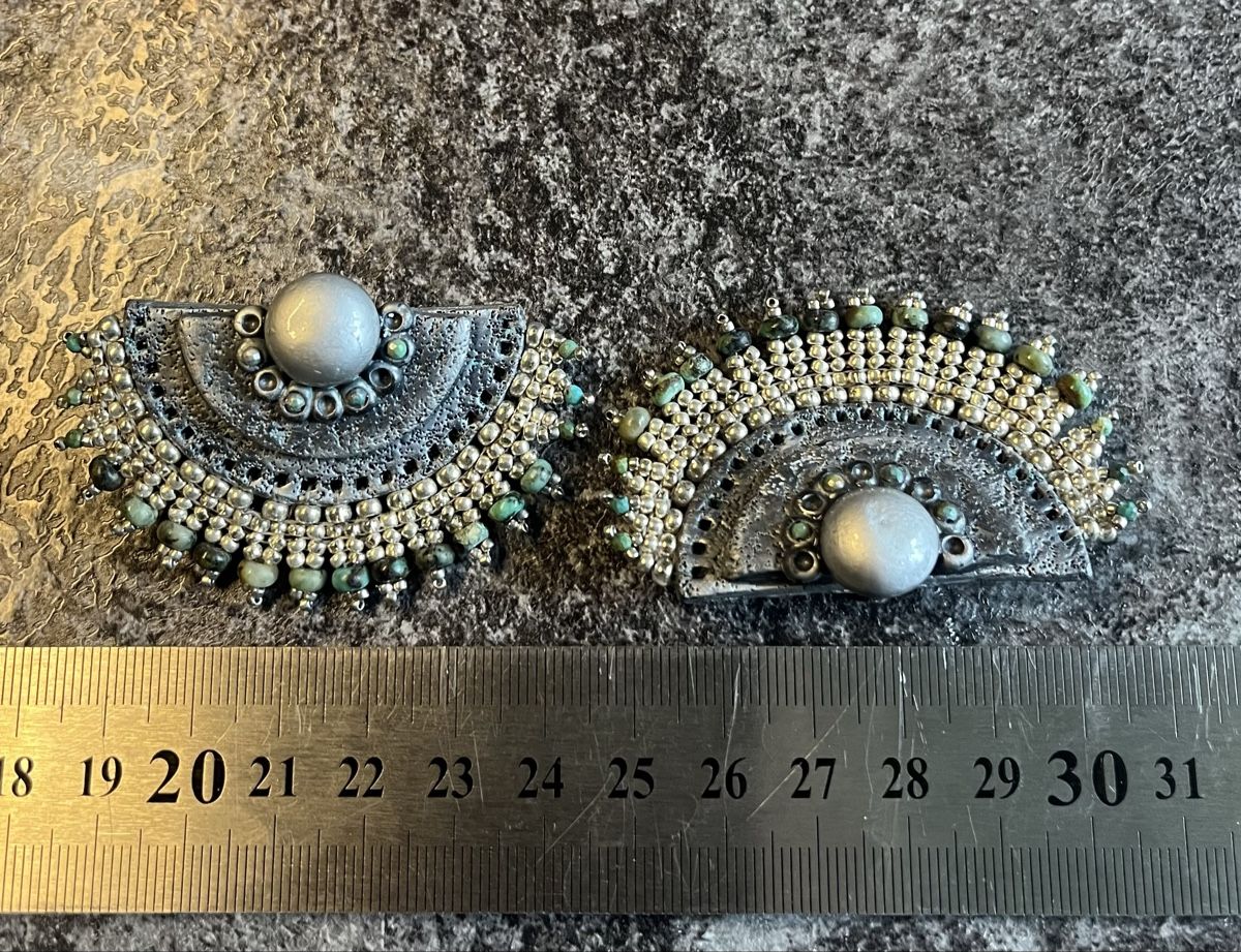 Orecchini pendenti & Orecchini a lobo: Boho Statement Ohrringe echte Türkis Silber polymerkeramik – Nuovo (secondo la descrizione) da Zuchwil venduto da MLV92 2