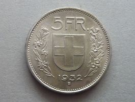 5 Fr.  1932  -  Ungereinigt  -