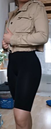Coole Cropped jeans Jacke Beige