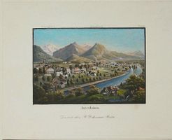 Interlaken altkolorierte Aquatinta von Dikenmann