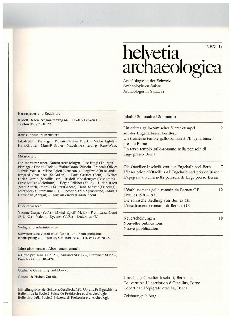 Libri: Archäologie: Otacilier-Inschrift, Engehalbinsel Bern – Nuovo (secondo la descrizione) da Biel-Benken BL venduto da rud_yc8p 1