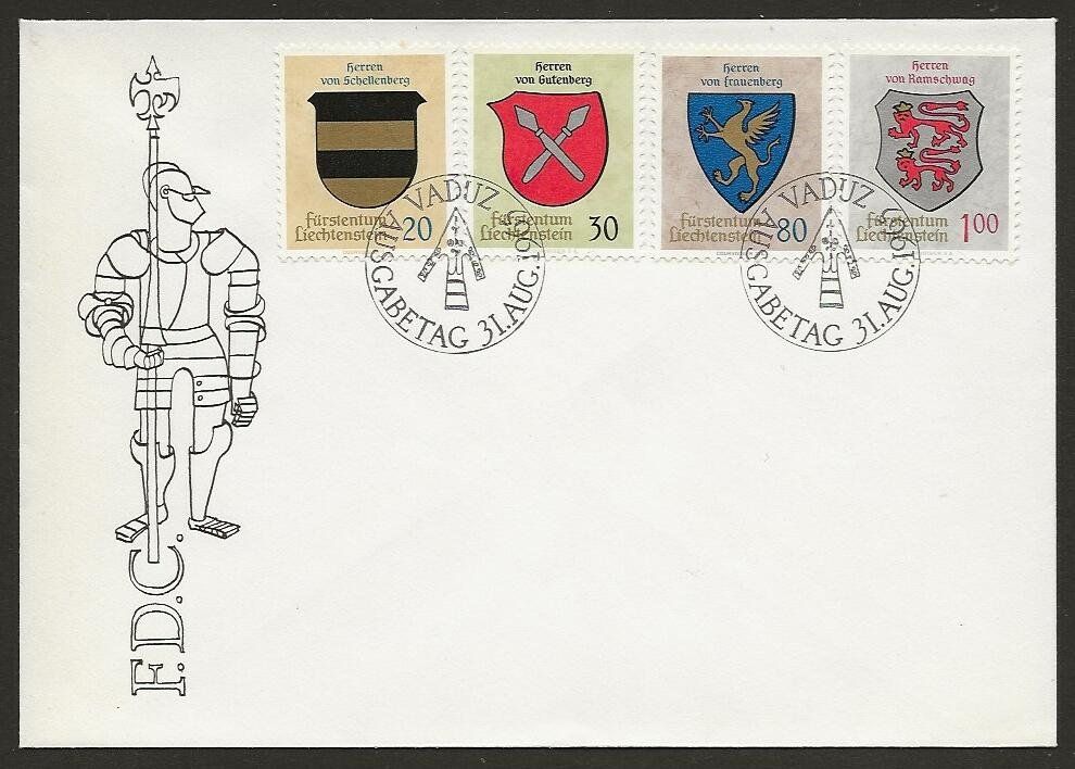 Tutti i francobolli: LIECHTENSTEIN 1965 FDC  Wappen II – Usato da Arlesheim venduto da kuhnphila