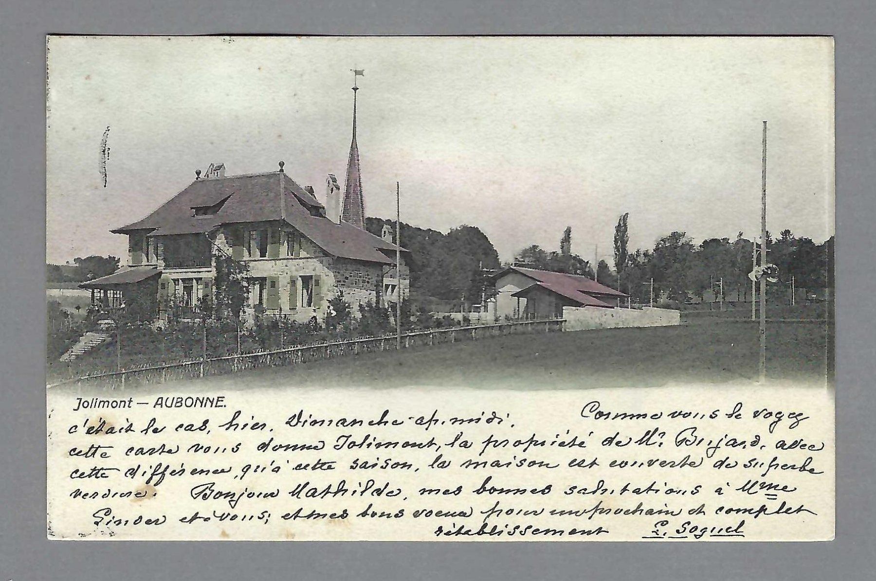 Cartoline postali: 1913, AUBONNE JOLIMONT – Usato da Pura venduto da ulisse1957