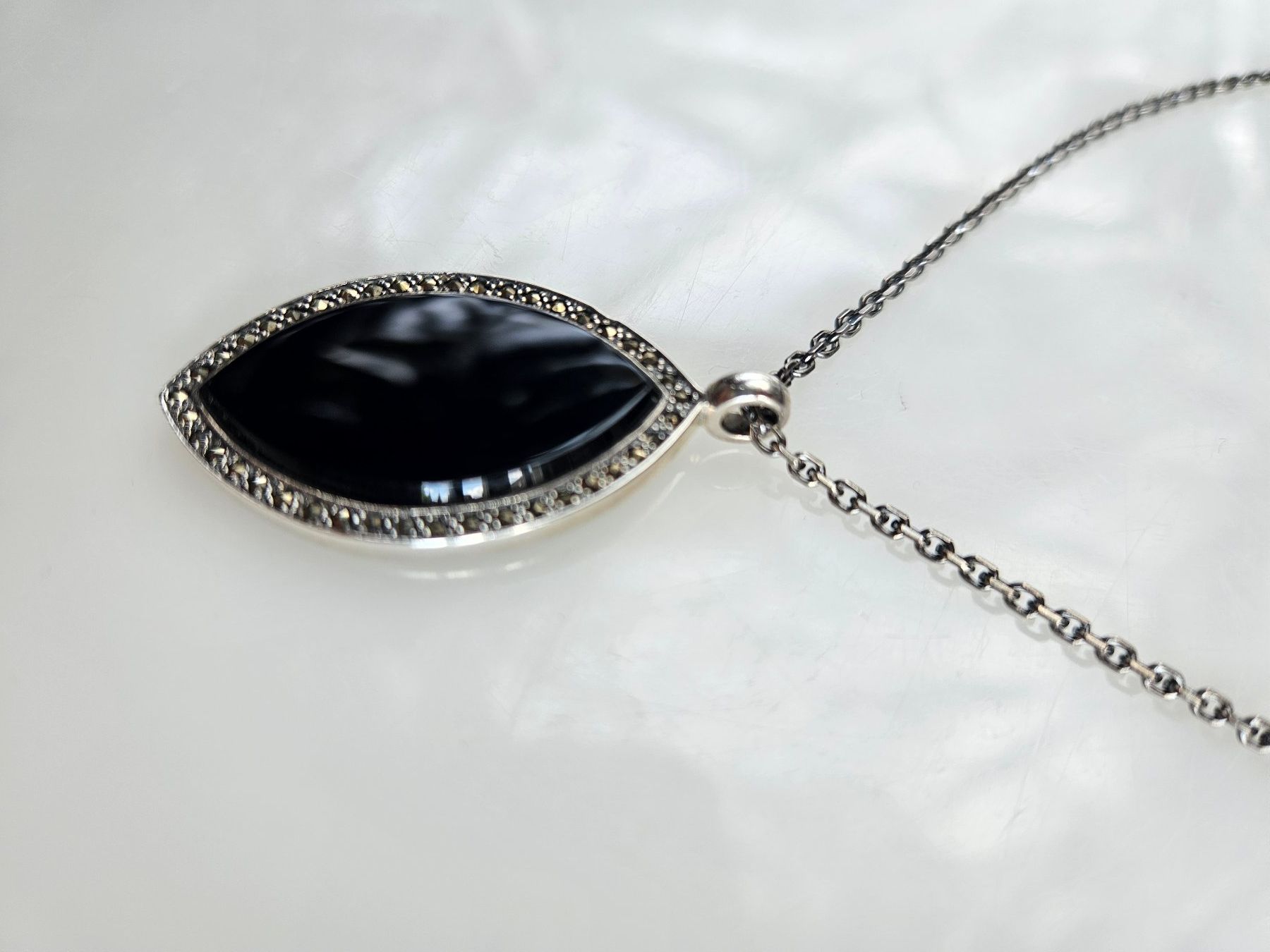 Catenine: Silber Kette mit schwarzem Onyx – Nuovo (secondo la descrizione) da Winterthur venduto da ste_tcx5 2