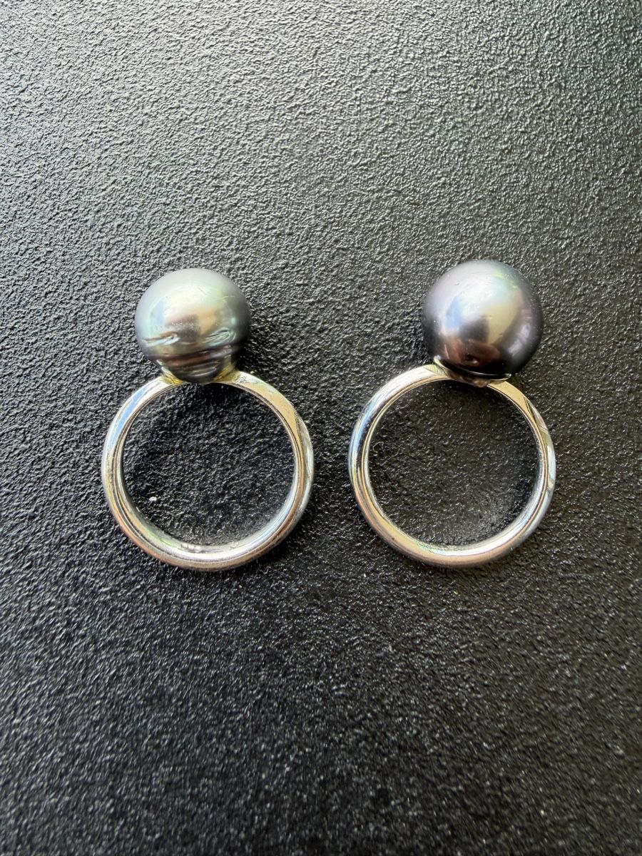 Anelli: Ring-Duo Süsswasserperle grau, Silber – Usato da Biel/Bienne venduto da karin.fleischer 1