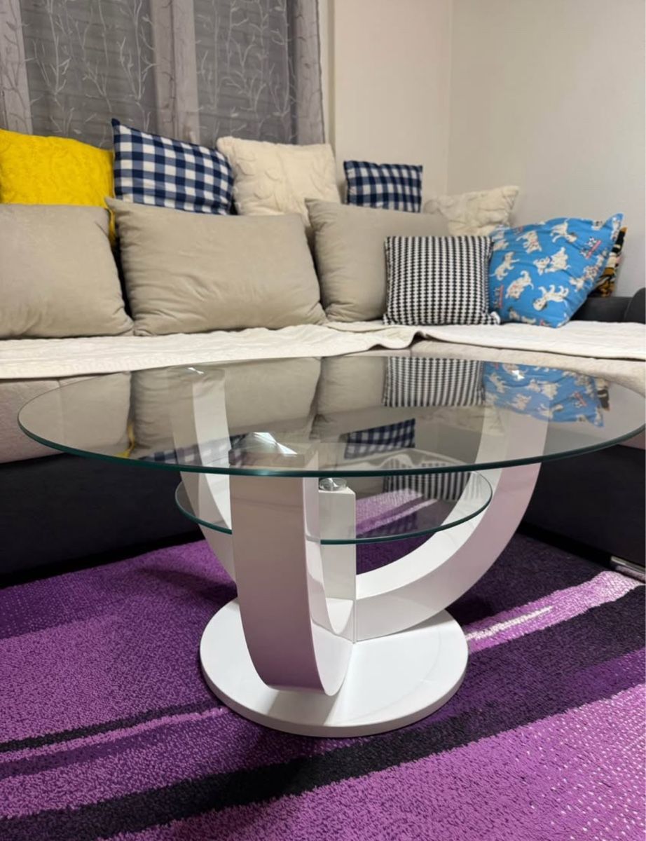 Tavoli: Table basse ronde verre et structure blanche design – Usato da Lausanne venduto da ril_rql2