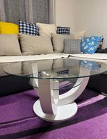 Table basse ronde verre et structure blanche design