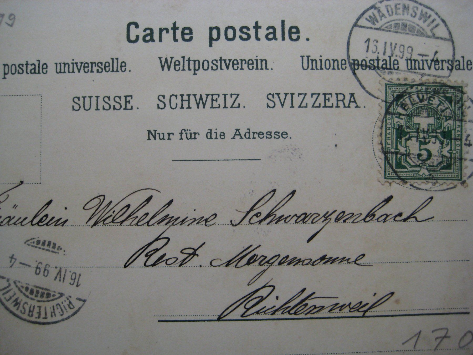 Cartoline postali: AK Wädenswil – Usato da Freienbach venduto da retlaw02 3