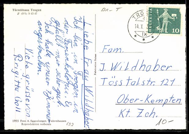 Cartes postales: AK Trogen, Türmlihaus – D'occasion à Berlin par bartko-reher 1