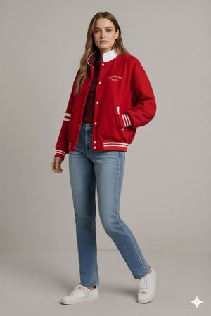 Vintage Warren Park Eagles Lederbomberjacke - Rot & Weiß