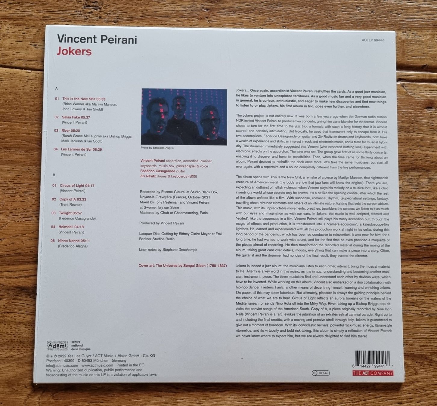 Dischi in vinile: Vincent Peirani - Jokers - Vinyl – Usato da Hedingen venduto da guarder 1