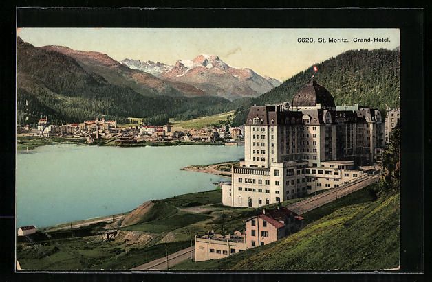 Cartoline postali: AK St. Moritz, Grand-Hotel am See – Usato da Berlin venduto da bartko-reher