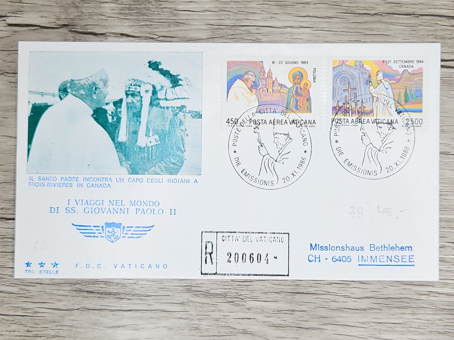 Tutti i francobolli: CL05 Enveloppe + Timbre Poste Vaticane 1986 – Usato da Cousset venduto da Patrick_Collections